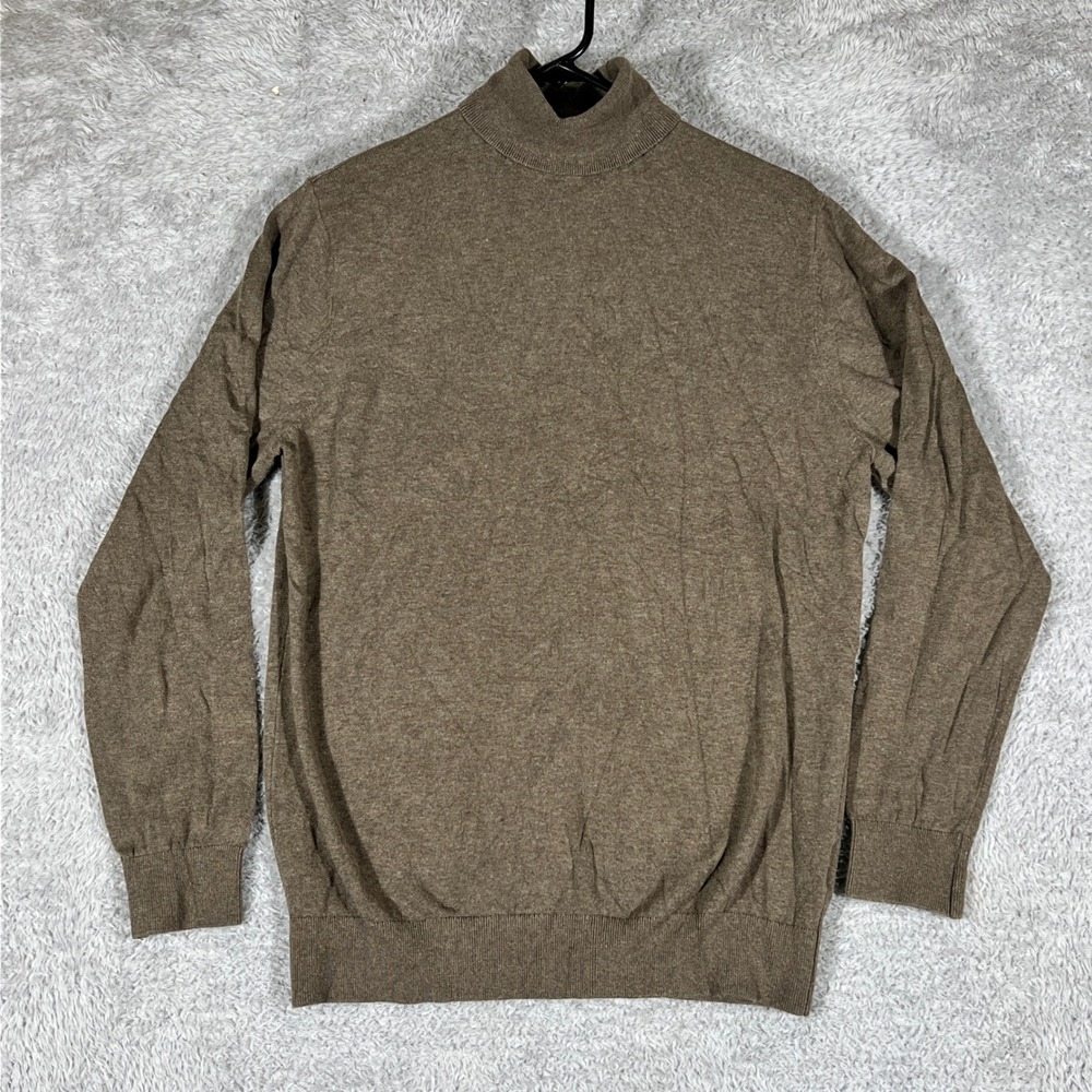 H&M Turtleneck Sweater Mens Medium Brown Slim Fit Long Sleeve Knit Layering